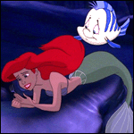 Ariel y Flounder - GIF, 150x150 pixels, 15.8 KB