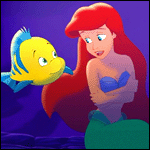 Ariel y Flounder - GIF, 150x150 pixels, 12.9 KB