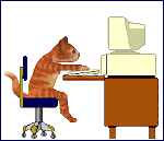 gatito al teclado - GIF, 150x129 pixels, 6.5 KB